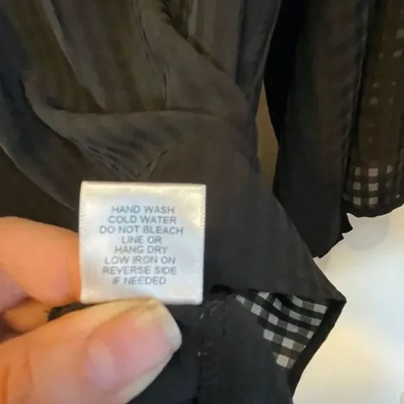 Nordstrom Blouse Womens Size 3X Black Good Luck Gem Sheer Gingham Flutter Sleev* - Picture 7 of 9